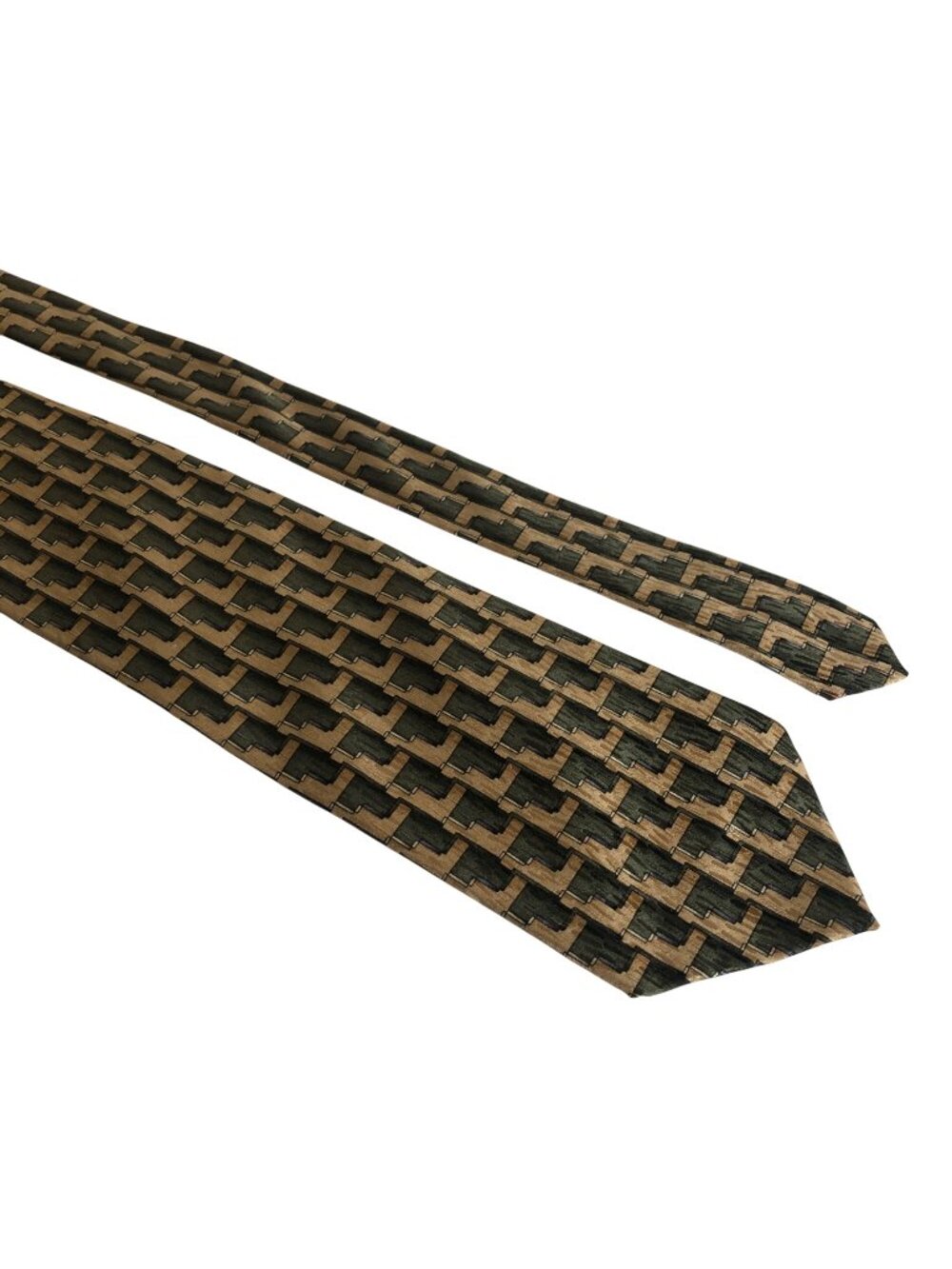 Cocktail Colors Silk Tie Geometric Green Tan Mens Necktie Office Formal Gift